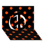 Polka Dots - Tangelo Orange on Black Peace Sign 3D Greeting Card (7x5)