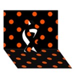 Polka Dots - Tangelo Orange on Black Ribbon 3D Greeting Card (7x5)