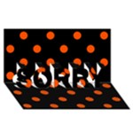 Polka Dots - Tangelo Orange on Black SORRY 3D Greeting Card (8x4)