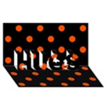 Polka Dots - Tangelo Orange on Black HUGS 3D Greeting Card (8x4)