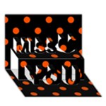 Polka Dots - Tangelo Orange on Black Miss You 3D Greeting Card (7x5)