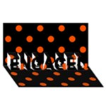 Polka Dots - Tangelo Orange on Black ENGAGED 3D Greeting Card (8x4)