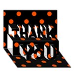 Polka Dots - Tangelo Orange on Black THANK YOU 3D Greeting Card (7x5)