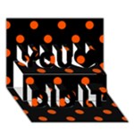 Polka Dots - Tangelo Orange on Black You Did It 3D Greeting Card (7x5)