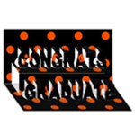 Polka Dots - Tangelo Orange on Black Congrats Graduate 3D Greeting Card (8x4)