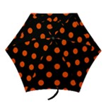 Polka Dots - Tangelo Orange on Black Mini Umbrella