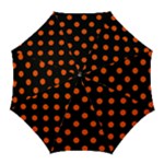 Polka Dots - Tangelo Orange on Black Golf Umbrella