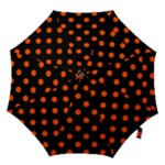 Polka Dots - Tangelo Orange on Black Hook Handle Umbrella (Large)