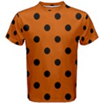 Polka Dots - Black on Burnt Orange Men s Cotton Tee