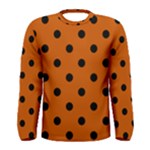 Polka Dots - Black on Burnt Orange Men s Long Sleeve T-shirt