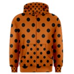 Polka Dots - Black on Burnt Orange Men s Zipper Hoodie