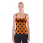 Polka Dots - Black on Burnt Orange Spaghetti Strap Top