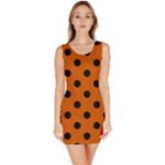 Polka Dots - Black on Burnt Orange Bodycon Dress