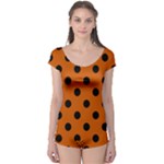 Polka Dots - Black on Burnt Orange Boyleg Leotard (Ladies)