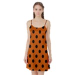 Polka Dots - Black on Burnt Orange Satin Night Slip