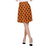 Polka Dots - Black on Burnt Orange A-Line Skirt