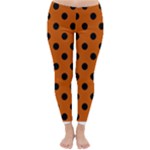 Polka Dots - Black on Burnt Orange Winter Leggings