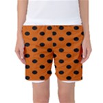 Polka Dots - Black on Burnt Orange Women s Basketball Shorts