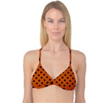 Polka Dots - Black on Burnt Orange Reversible Tri Bikini Top