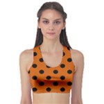 Polka Dots - Black on Burnt Orange Women s Sports Bra