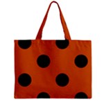 Polka Dots - Black on Burnt Orange Zipper Mini Tote Bag