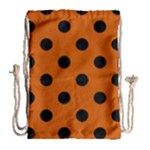 Polka Dots - Black on Burnt Orange Drawstring Bag (Large)