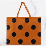 Polka Dots - Black on Burnt Orange Zipper Large Tote Bag