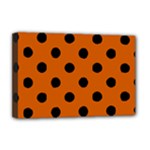 Polka Dots - Black on Burnt Orange Deluxe Canvas 18  x 12  (Stretched)