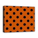 Polka Dots - Black on Burnt Orange Deluxe Canvas 20  x 16  (Stretched)