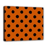 Polka Dots - Black on Burnt Orange Deluxe Canvas 24  x 20  (Stretched)