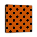 Polka Dots - Black on Burnt Orange Mini Canvas 6  x 6  (Stretched)