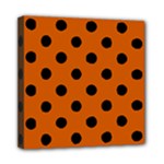 Polka Dots - Black on Burnt Orange Mini Canvas 8  x 8  (Stretched)