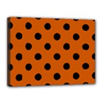 Polka Dots - Black on Burnt Orange Canvas 16  x 12  (Stretched)