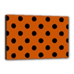 Polka Dots - Black on Burnt Orange Canvas 18  x 12  (Stretched)