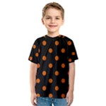 Polka Dots - Burnt Orange on Black Kid s Sport Mesh Tee