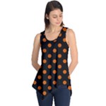 Polka Dots - Burnt Orange on Black Sleeveless Tunic