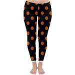 Polka Dots - Burnt Orange on Black Winter Leggings