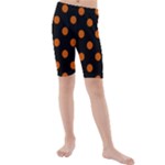 Polka Dots - Burnt Orange on Black Kid s Mid Length Swim Shorts