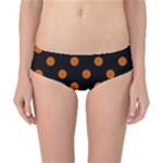 Polka Dots - Burnt Orange on Black Classic Bikini Bottoms