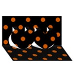 Polka Dots - Burnt Orange on Black Twin Hearts 3D Greeting Card (8x4)