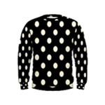 Polka Dots - Cornsilk Yellow on Black Kid s Sweatshirt