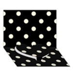 Polka Dots - Cornsilk Yellow on Black Heart Bottom 3D Greeting Card (7x5)