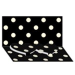 Polka Dots - Cornsilk Yellow on Black Twin Heart Bottom 3D Greeting Card (8x4)