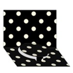 Polka Dots - Cornsilk Yellow on Black Circle Bottom 3D Greeting Card (7x5)