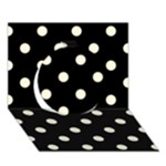 Polka Dots - Cornsilk Yellow on Black Circle 3D Greeting Card (7x5)