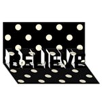 Polka Dots - Cornsilk Yellow on Black BELIEVE 3D Greeting Card (8x4)