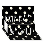 Polka Dots - Cornsilk Yellow on Black Miss You 3D Greeting Card (7x5)