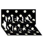 Polka Dots - Cornsilk Yellow on Black Merry Xmas 3D Greeting Card (8x4)