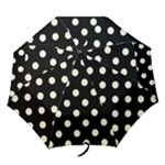 Polka Dots - Cornsilk Yellow on Black Folding Umbrella