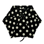 Polka Dots - Cornsilk Yellow on Black Mini Umbrella